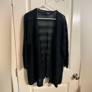 Basic Editions Black Open Knit Cardigan